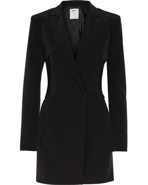 DKNY Ribbed-Knit Paneled Stretch-Crepe Playsuit - Black