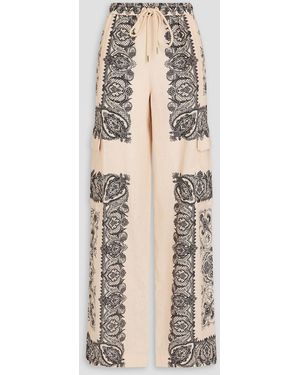 Zimmermann Printed Linen-gauze Cargo Trousers - Natural