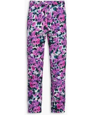 Dries Van Noten Floral-print Jacquard Slim-leg Trousers - Blue