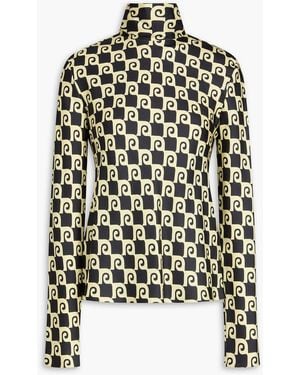 Nanushka Mikela Printed Silk-Twill Turtleneck Top - Black