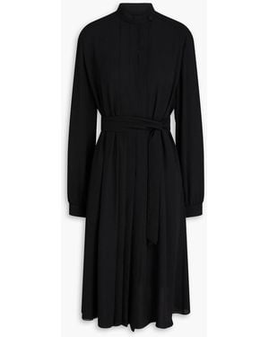 Emporio Armani Pleated Crepe De Chine Dress - Black