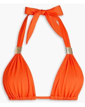 Heidi Klein Embellished Halterneck Triangle Bikini Top - Orange