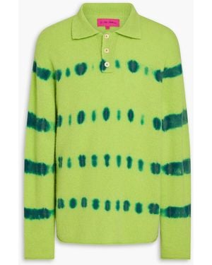 The Elder Statesman Rave Rugby Tie-Dyed Cashmere Polo Jumper - Green