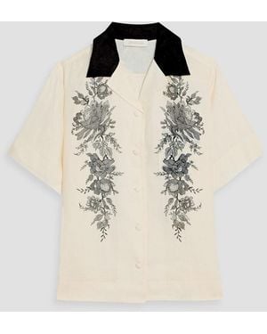 Zimmermann Floral-Print Linen Shirt - White