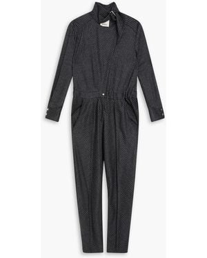 Isabel Marant Striped Wool And Cotton-blend Tweed Jumpsuit - Black