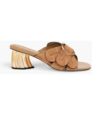 FARM Rio Daisy Embellished Suede Sandals - Natural