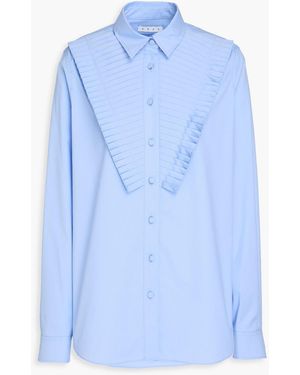 Area Pintucked Cotton-blend Poplin Shirt - Blue