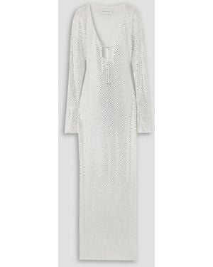 16Arlington Solaria Crystal-embellished Mesh Maxi Dress - White