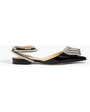 Mach & Mach Embellished Patent-Leather Point-Toe Flats - Black