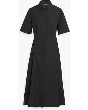 Vince Pleated Cotton-Poplin Midi Shirt Dress - Black