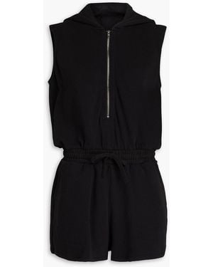 ATM French Cotton-terry Hooded Playsuit - Black
