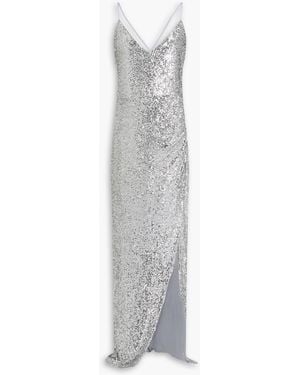 Balmain Sequined Stretch-Jersey Gown - White