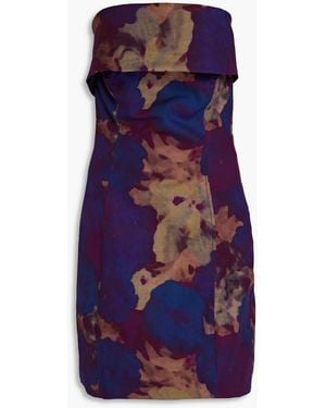 REMAIN Birger Christensen Strapless Printed Cotton Mini Dress - Purple