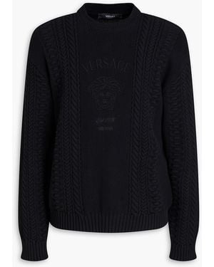 Versace Cable-Knit Cotton-Blend Jumper - Blue