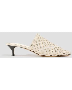 Le Monde Beryl Woven Leather Mules - White