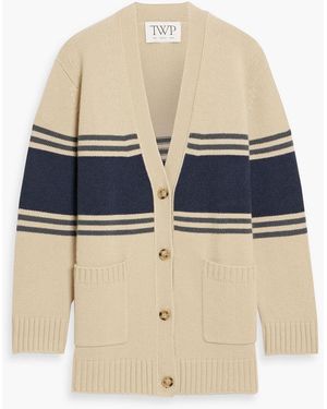 Twp Varsity Phoebe Striped Cashmere Cardigan - Blue