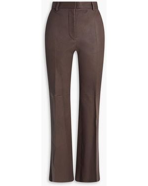 JOSEPH Tafira Leather Flared Trousers - Brown