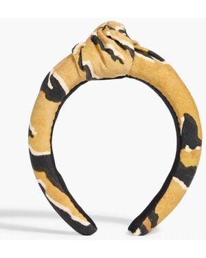Zimmermann Knotted Tiger-Print Linen Headband - Metallic