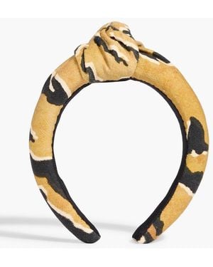 Zimmermann Knotted Tiger-Print Linen Headband - Metallic