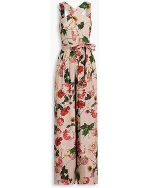 Mikael Aghal Floral-Print Crepe Wide-Leg Jumpsuit - White