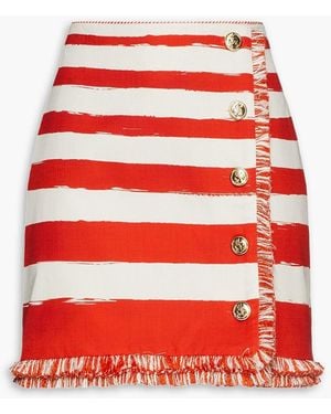 Zimmermann Fringed Striped Cotton-canvas Mini Skirt - Red