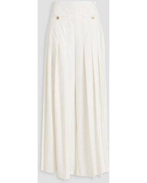 Claudie Pierlot Pleated Twill Wide-leg Trousers - White
