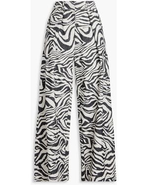 Ulla Johnson Cai Pleated Zebra-print Jacquard Wide-leg Pants - White