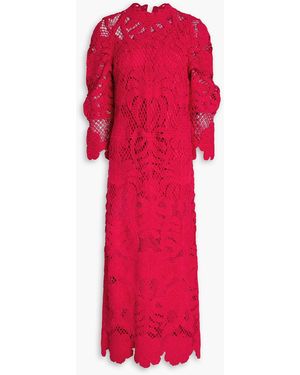 FARM Rio Crocheted Lace Midi Dress - Red