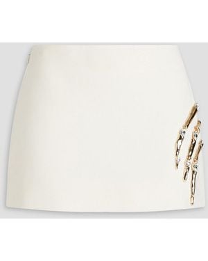 Area Claw Embellished Cutout Wool-blend Crepe Mini Skirt - White