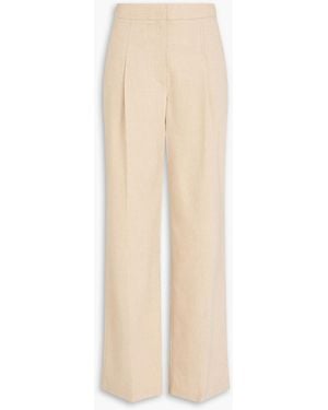 Loulou de Saison Juno Pleated Wool-Blend Flannel Wide-Leg Trousers - Natural