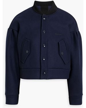 RED Valentino Cropped Wool-blend Felt Bomber Jacket - Blue