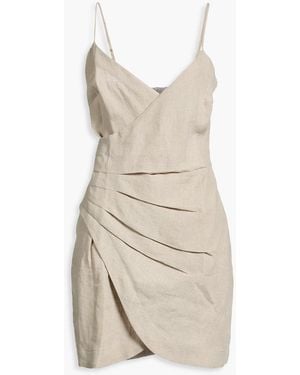 Casa Raki Tami Wrap-Effect Linen Mini Dress - White
