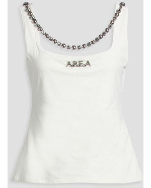 Area Embellished Stretch-Jersey Tank - White