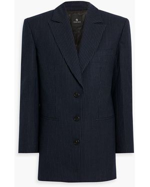 Anine Bing Declan Pinstriped Wool-Blend Twill Blazer - Blue