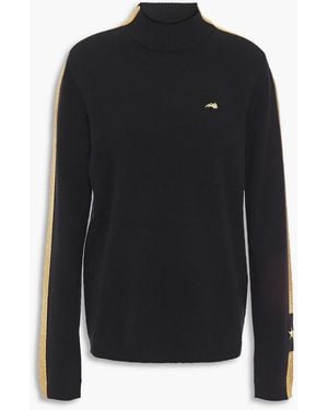 Bella Freud Metallic Striped Cashmere-blend Turtleneck Sweater - Black