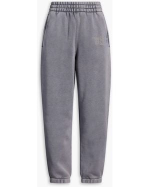 T By Alexander Wang French Cotton-Blend Terry Track Trousers - Grey