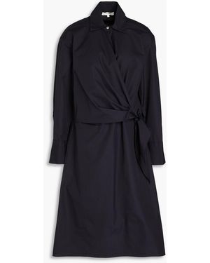 Vince Wrap-effect Cotton-poplin Shirt Dress - Blue