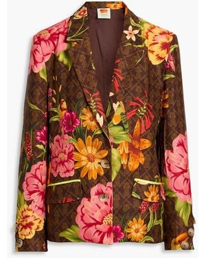 FARM Rio Floral-Print Tencel Twill Blazer - Orange