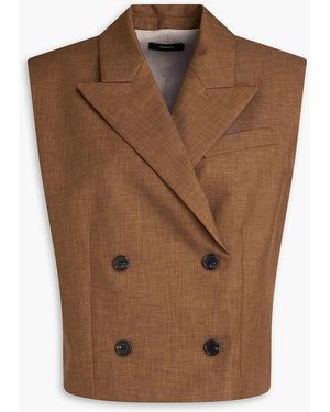 Theory Double-Breasted Twill Vest - Brown