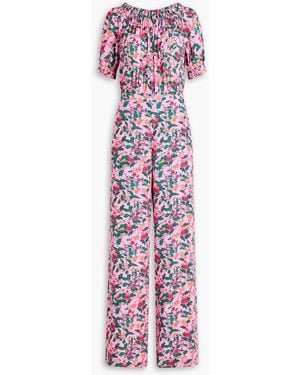 Saloni Juli Floral-Print Crepe Jumpsuit - Purple