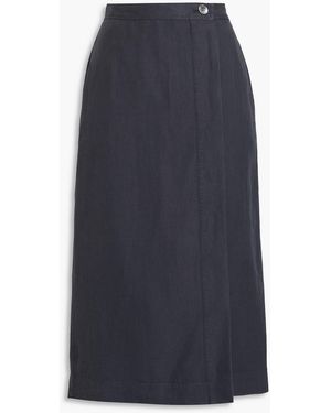 Alex Mill Agnes Linen, Cotton And Lyocell-blend Twill Midi Wrap Skirt - Blue