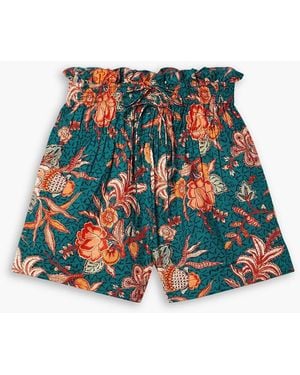 Ulla Johnson Rylan Ruffled Printed Cotton-poplin Shorts - Blue