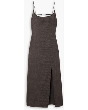 Jacquemus Notte Embellished Croc-Effect Crepe Midi Dress - Brown