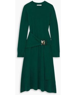 JW Anderson Buckled Merino Wool Midi Dress - Green