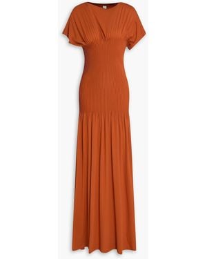 TOTEME Pleated Stretch-jersey Maxi Dress - Orange
