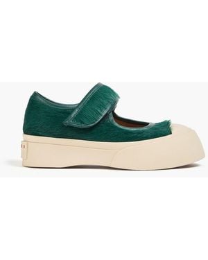Marni Pablo Calf Hair Platform Trainers - Green