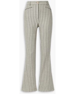 Acne Studios Striped Wool And Cotton-blend Flared Trousers - Grey