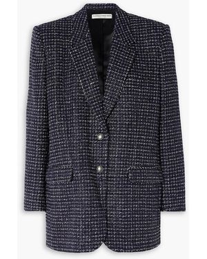 Alessandra Rich Oversized Sequin-Embellished Metallic Tweed Blazer - Blue