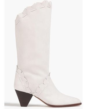 Isabel Marant Scalloped Suede Boots - White