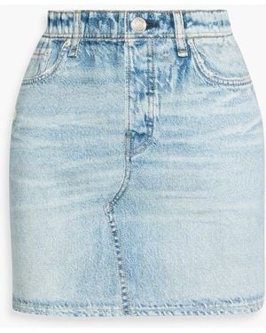 Rag & Bone Miramar Denim-Effect Print French Cotton-Terry Mini Skirt - Blue